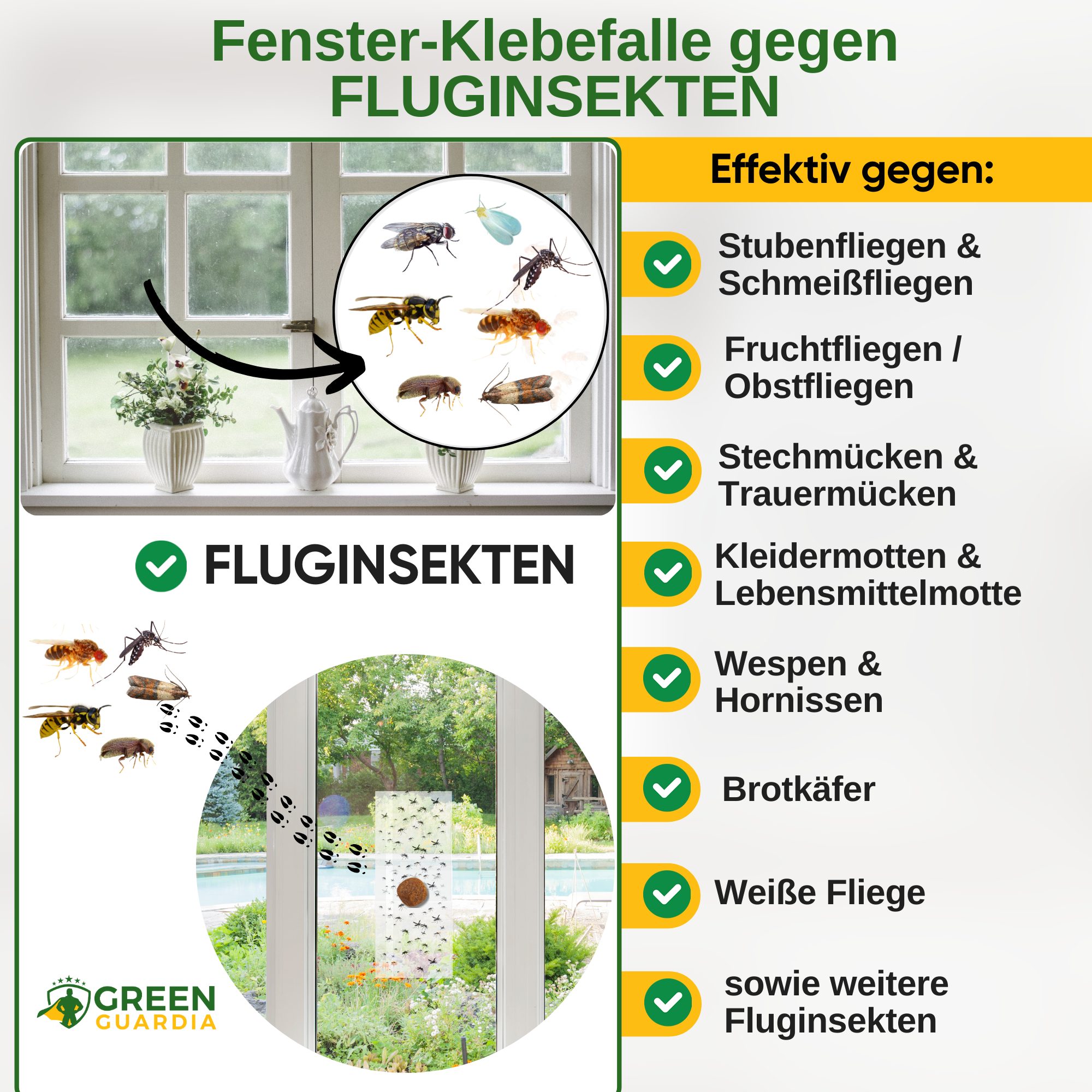 Flyvende insektvinduefælde med specielt lokkemiddel