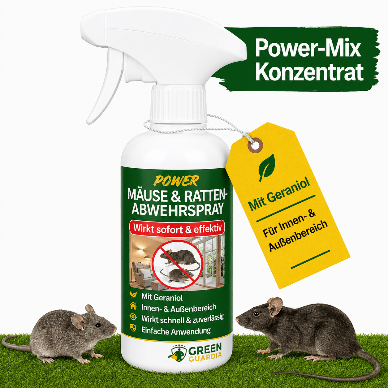 Mäuse/Ratten-Abwehrspray Power-Konzentrat - Green Guardia - Ihr Experte für Schädlinge und Pflanzen