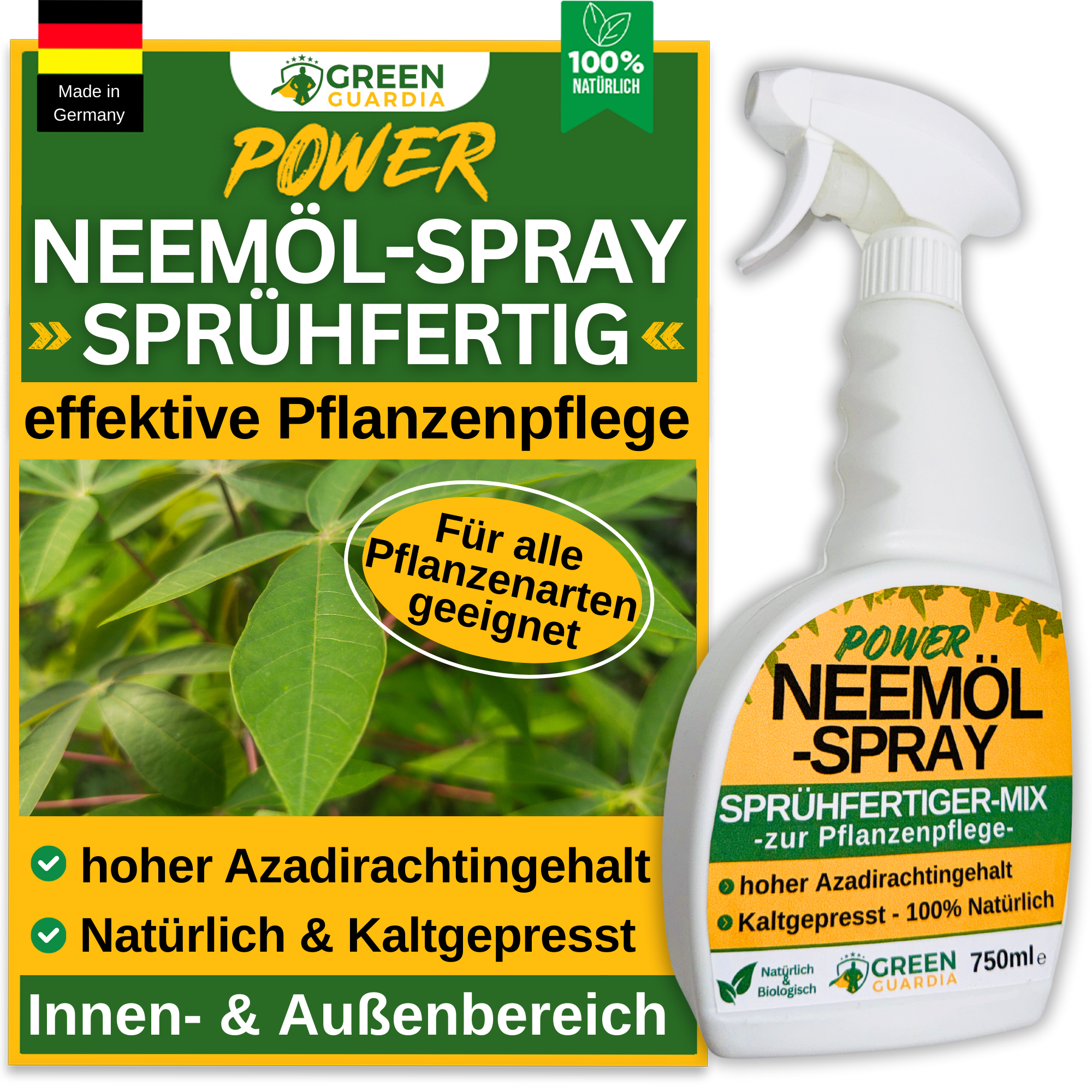 Neemoliespray 750 ml, klar til brug, med emulgator til plantepleje og -beskyttelse
