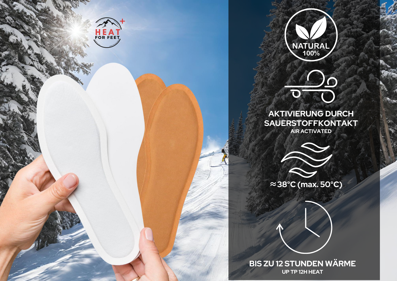 Heat for Feet, 10 Paar Wärmesohlen, bis zu 12 Std. Wärme, Einheitsgröße 36-46, dünn & flexibel, Sohlenwärmer,Sofort wärmende Einlegesohlen,Schuhwärmer