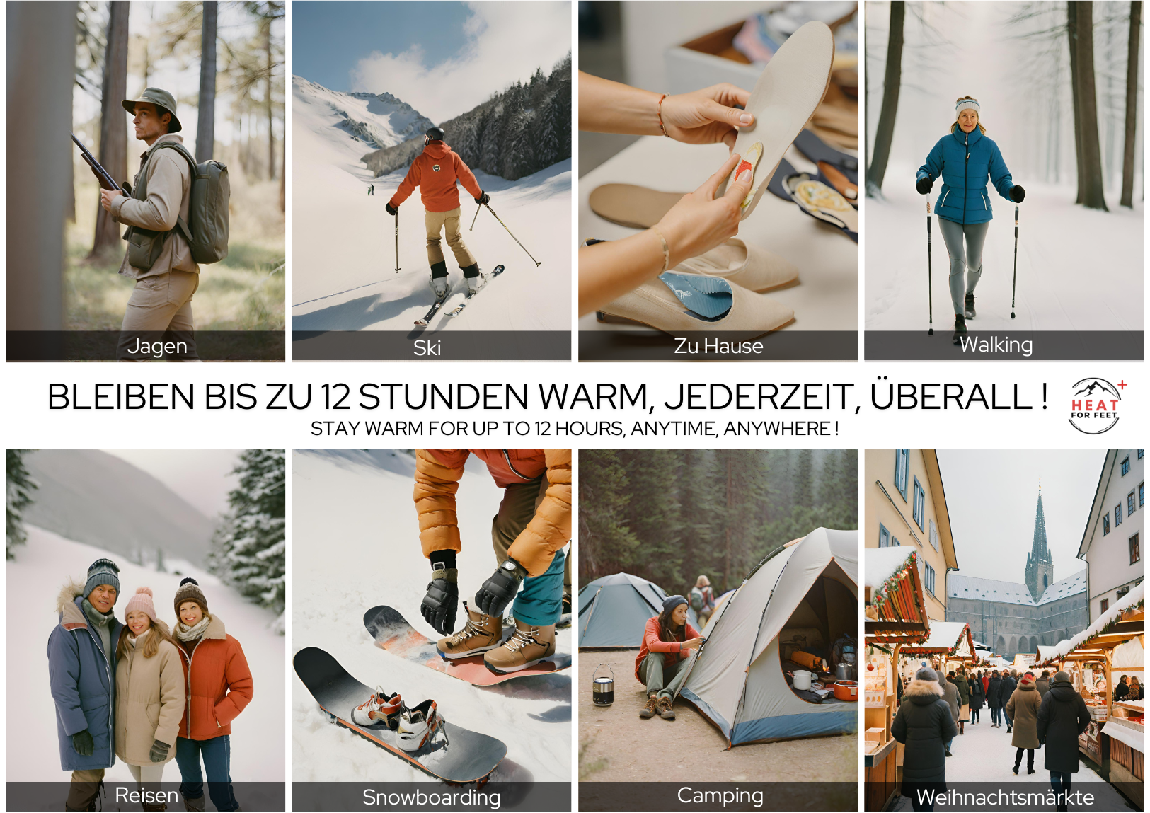 Heat for Feet, 10 Paar Wärmesohlen, bis zu 12 Std. Wärme, Einheitsgröße 36-46, dünn & flexibel, Sohlenwärmer,Sofort wärmende Einlegesohlen,Schuhwärmer