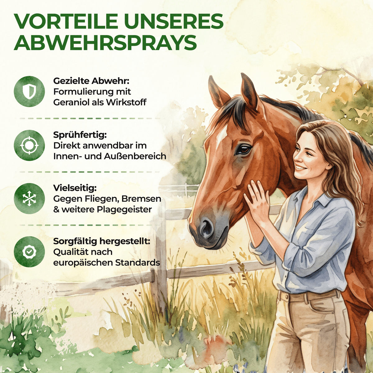 Insekten Abwehrspray Power-Konzentrat für Pferde - 500ml - Green Guardia - Ihr Experte für Schädlinge und Pflanzen