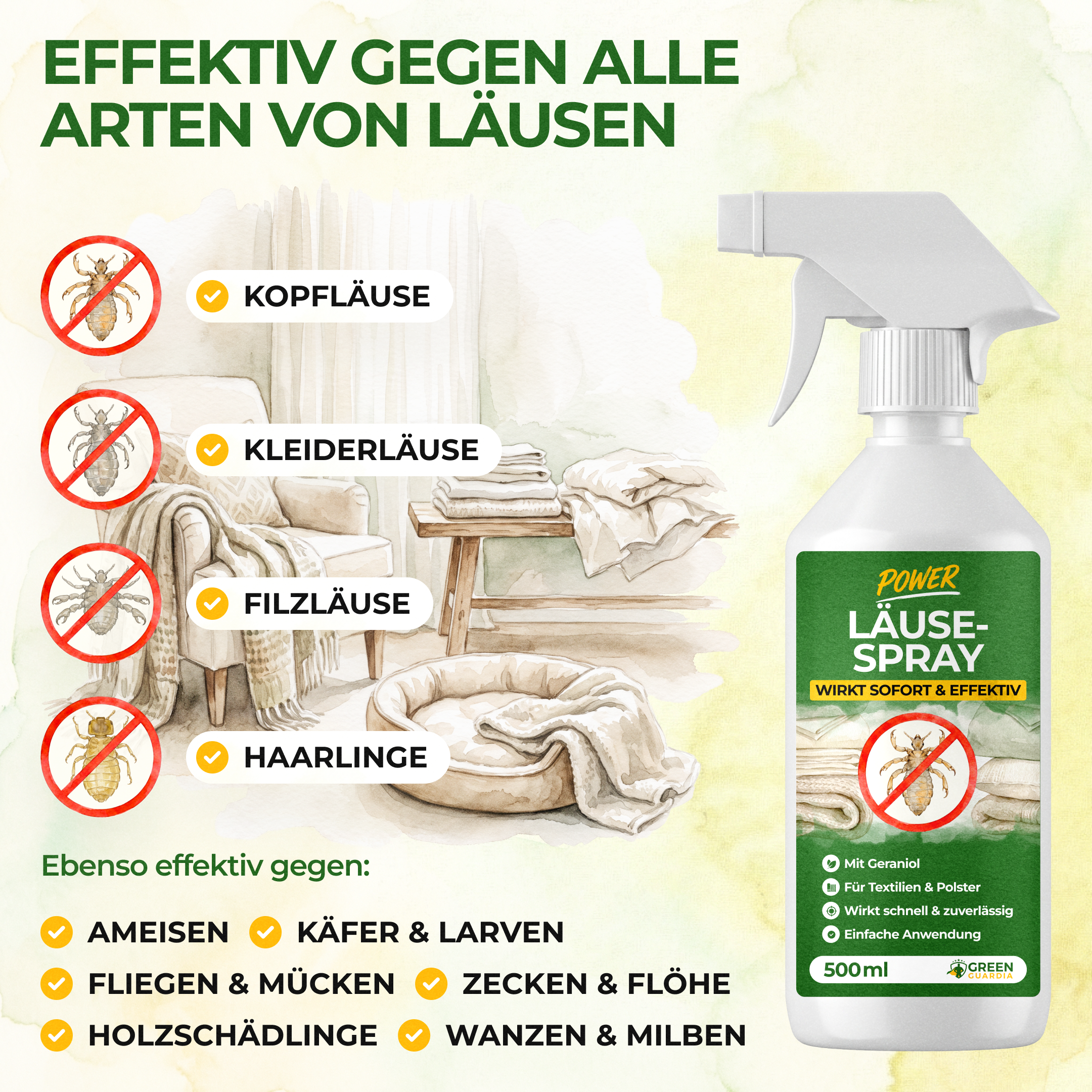Lusespray med kraftfuld koncentrat