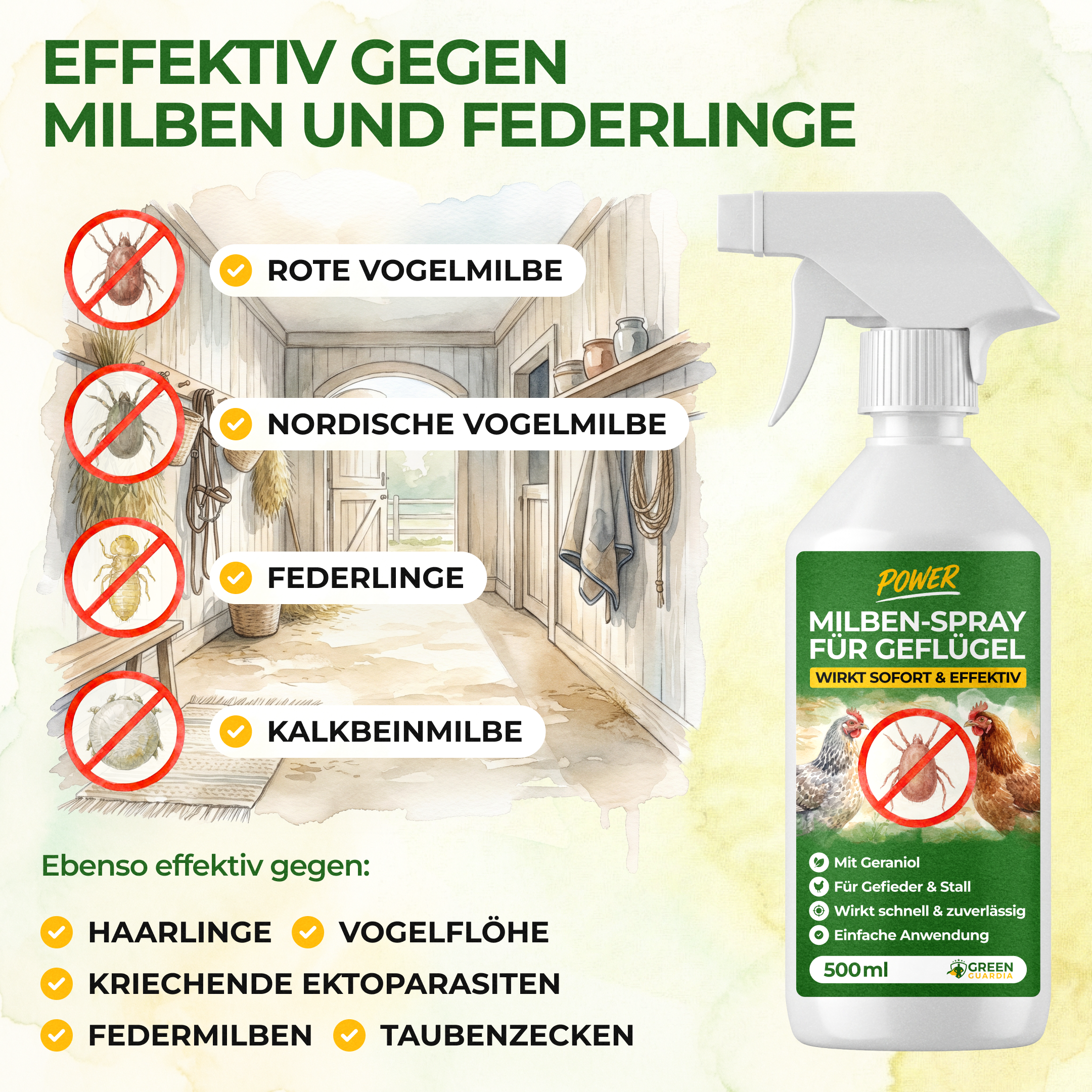 Milben-Abwehrspray für Hühner & Geflügel – Power-Konzentrat 500 ml