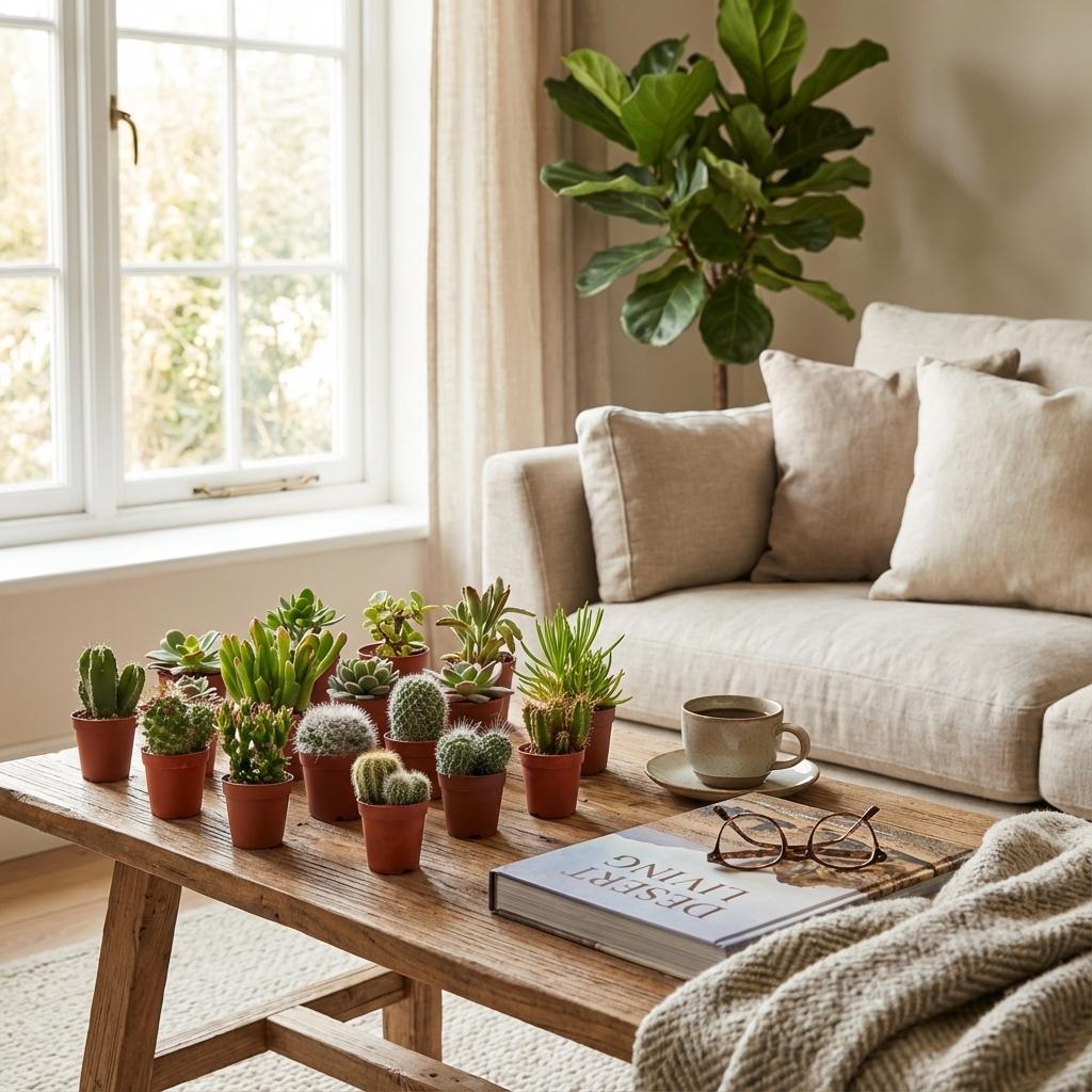 Mini-kaktus- og sukkulentblanding – 5,5 cm potte, 5-10 cm høj