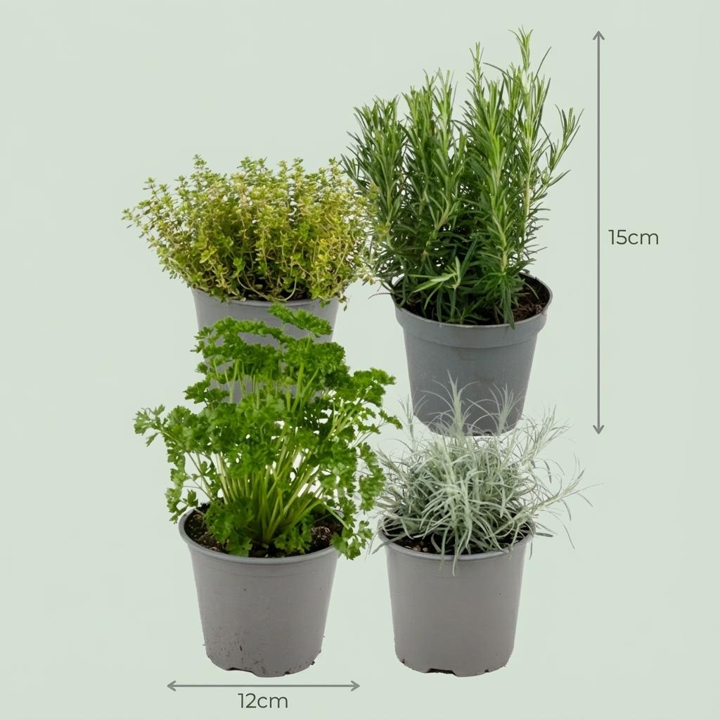 Italiensk blanding af køkkenurter – 4 planter i en 12 cm potte, højde 12-15 cm